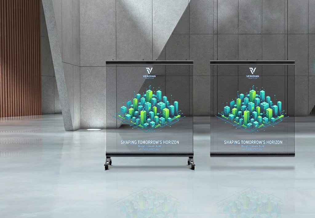 Portabel transparent LED-skärm på mässa – modulärt displaytorn som drar blickar
