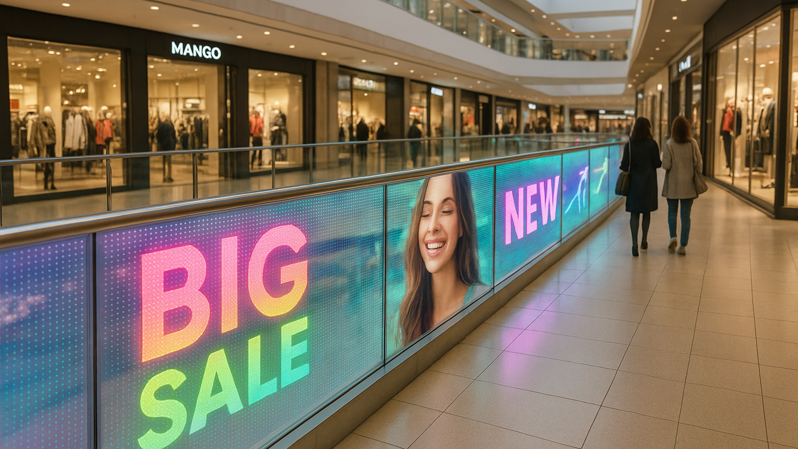 Transparent LED-skärm för DOOH-reklam på fasad – digital reklam på glasyta i stadsmiljö